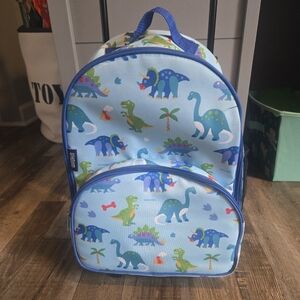 Dinosaur Print Backpack with Blue Accents